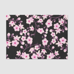 Floral Cherry Blosbezroze Black Tissuepapier