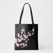 Floral Cherry Blosbezroze Black Tote Bag (Voorkant)