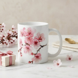Floral Cherry Blosbezroze White Koffiemok