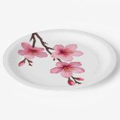 Floral Cherry Blosbezroze White Papieren Bordje (Gekanteld)