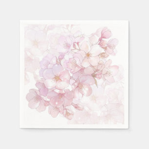 Floral Cherry Blosbezroze White Servet