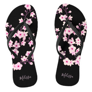 Floral Cherry Blossingroze Monogram Teenslippers