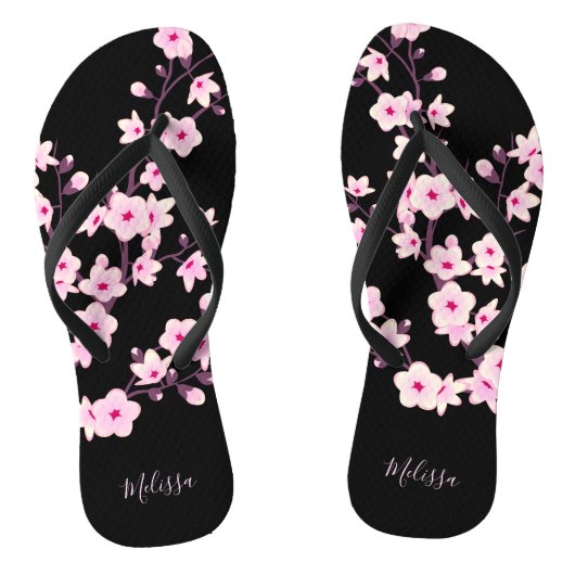 Floral Cherry Blossingroze Monogram Teenslippers (Voetbed)