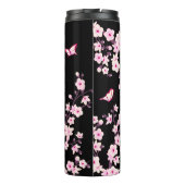 Floral Cherry Blossingroze Monogram Thermosbeker (Achterkant)