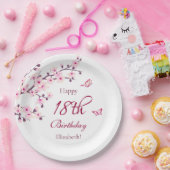 Floral Cherry Blossom | Aangepaste geboortedag Papieren Bordje (Feest)