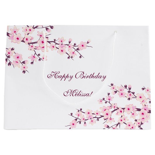 Floral Cherry Blossom Birthday Groot Cadeauzakje (Voorkant)