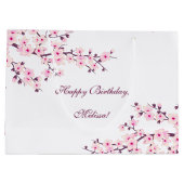 Floral Cherry Blossom Birthday Groot Cadeauzakje (Achterkant)