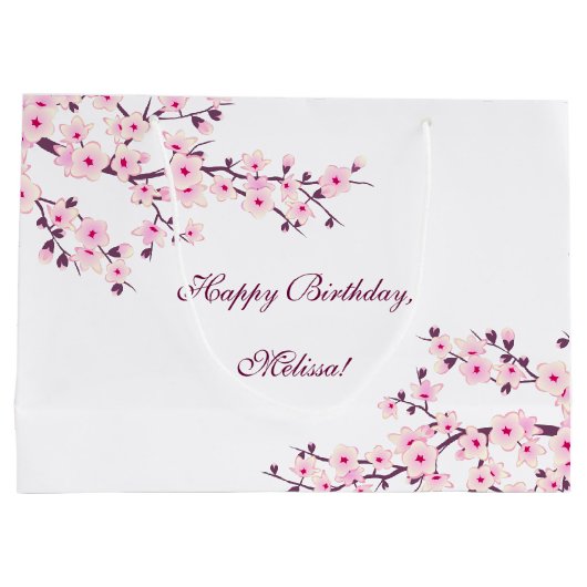 Floral Cherry Blossom Birthday Groot Cadeauzakje (Achterkant)