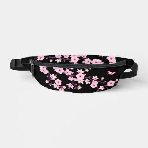 Floral Cherry Blossom Black Roze Monogram Heuptasje