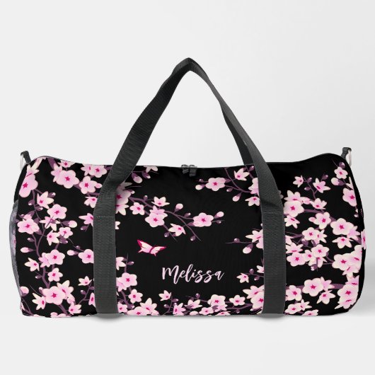 Floral Cherry Blossom Black Roze Monogram Plunjezak (Achterkant)