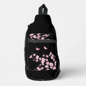 Floral Cherry Blossom Black Roze Monogram Sling Bag (Voorkant)