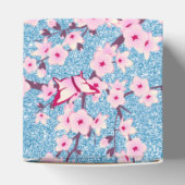 Floral Cherry Blossom Blue Glitter Bedankdoosjes (Bovenkant)