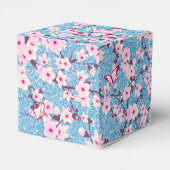 Floral Cherry Blossom Blue Glitter Bedankdoosjes (Achterkant)