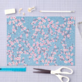 Floral Cherry Blossom Blue Glitter Tissuepapier (Craft)
