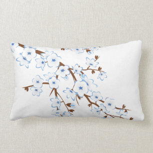 Floral Cherry Blossom Blue White Kussen