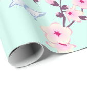 Floral Cherry Blossom Butterflies Mint Pattern Cadeaupapier (Rol Hoek)