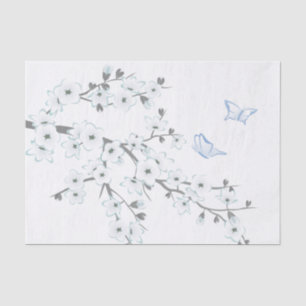 Floral Cherry Blossom Butterflies White Tissuepapier