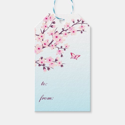 Floral Cherry Blossom Cadeaulabel (Voorkant)