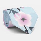 Floral Cherry Blossom Dusky Pink Bleek Blue Stropdas (Opgerold)