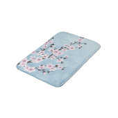 Floral Cherry Blossom Dusty Pink Sky Blue Badmat (Gekanteld)