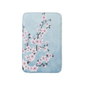 Floral Cherry Blossom Dusty Pink Sky Blue Badmat (Voorkant Verticaal)