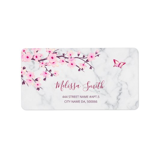 Floral Cherry Blossom Etiket (Voorkant)