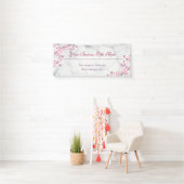 Floral Cherry Blossom Gray Marble Business Spandoek (Insitu)