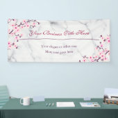 Floral Cherry Blossom Gray Marble Business Spandoek (Beurs)