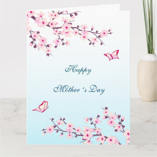 Floral Cherry Blossom Happy Moederdag Kaart