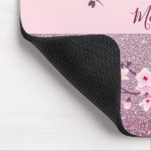 Floral Cherry Blossom Mauve Bling Monogram Muismat (Hoek)