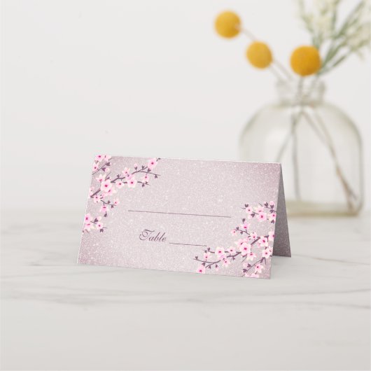 Floral Cherry Blossom Mauve Glitter (Voorkant)