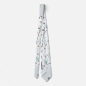 Floral Cherry Blossom Mint White Stropdas (Achterkant)