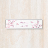 Floral Cherry Blossom Monogram Pink White Deurbordje (Voorkant)