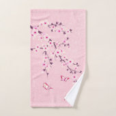 Floral Cherry Blossom Monogramme Nom Parties scint (Serviette à main)