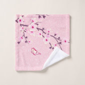 Floral Cherry Blossom Monogramme Nom Parties scint (Gant de toilette)