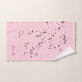 Floral Cherry Blossom Monogramme Nom Parties scint (Serviette à main)