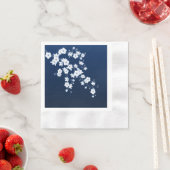 Floral Cherry Blossom Navy Blue White Servet (Insitu)