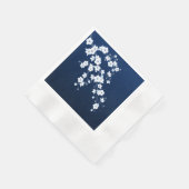 Floral Cherry Blossom Navy Blue White Servet (Hoek)