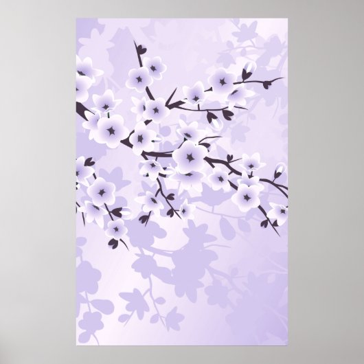 Floral Cherry Blossom Paars Poster (Voorkant)
