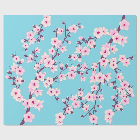 Floral Cherry Blossom Pattern Cadeaupapier (Vlak)