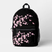 Floral Cherry Blossom Pink Black Bedrukte Rugzak (Voorkant)
