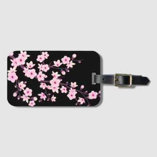 Floral Cherry Blossom Pink Black Feminine Bagagelabel