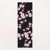 Floral Cherry Blossom Pink Black Yogamat (Voorkant)