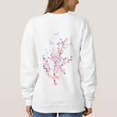 Floral Cherry Blossom Pink Blue Trui (Achterkant)
