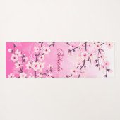 Floral Cherry Blossom Pink Glitter Monogram Yogamat (Achterkant (horizontaal))