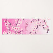 Floral Cherry Blossom Pink Glitter Monogram Yogamat (Voorkant (horizontaal))