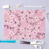 Floral Cherry Blossom Pink Glitter Tissuepapier (Craft)