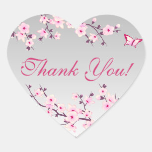 Floral Cherry Blossom Pink Grey Baby shower Heart Hart Sticker