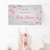 Floral Cherry Blossom Pink Grey Baby shower Spandoek (Insitu)