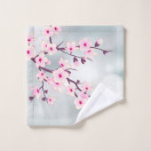 Floral Cherry Blossom Pink Grey Bad Handdoek (Wasdoekje)